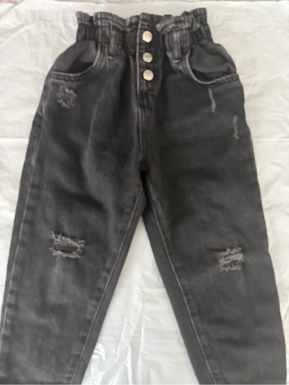 ZARA Kids Black Distressed Denim Jogger Pants
